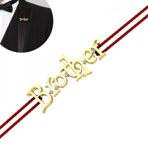 Gold BROTHER Rakhi Brooch