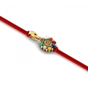 Navratna Om Gold Rakhi Cum Pendant