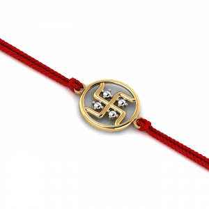 Beaded Swastik Gold Rakhi