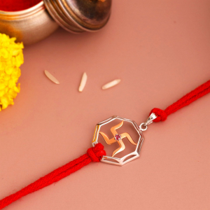 Swastika Silver Rakhi Pendant