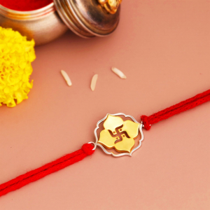 Blossom Swastik Silver Rakhi