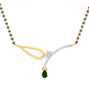 Gia Emerald Mangalsutra Pendant (14K-YG-SI-HI-RTS)