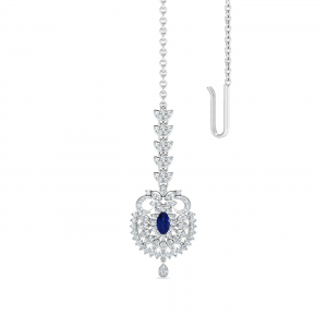 Tisya Chandelier Blue Sapphire Maang Tikka