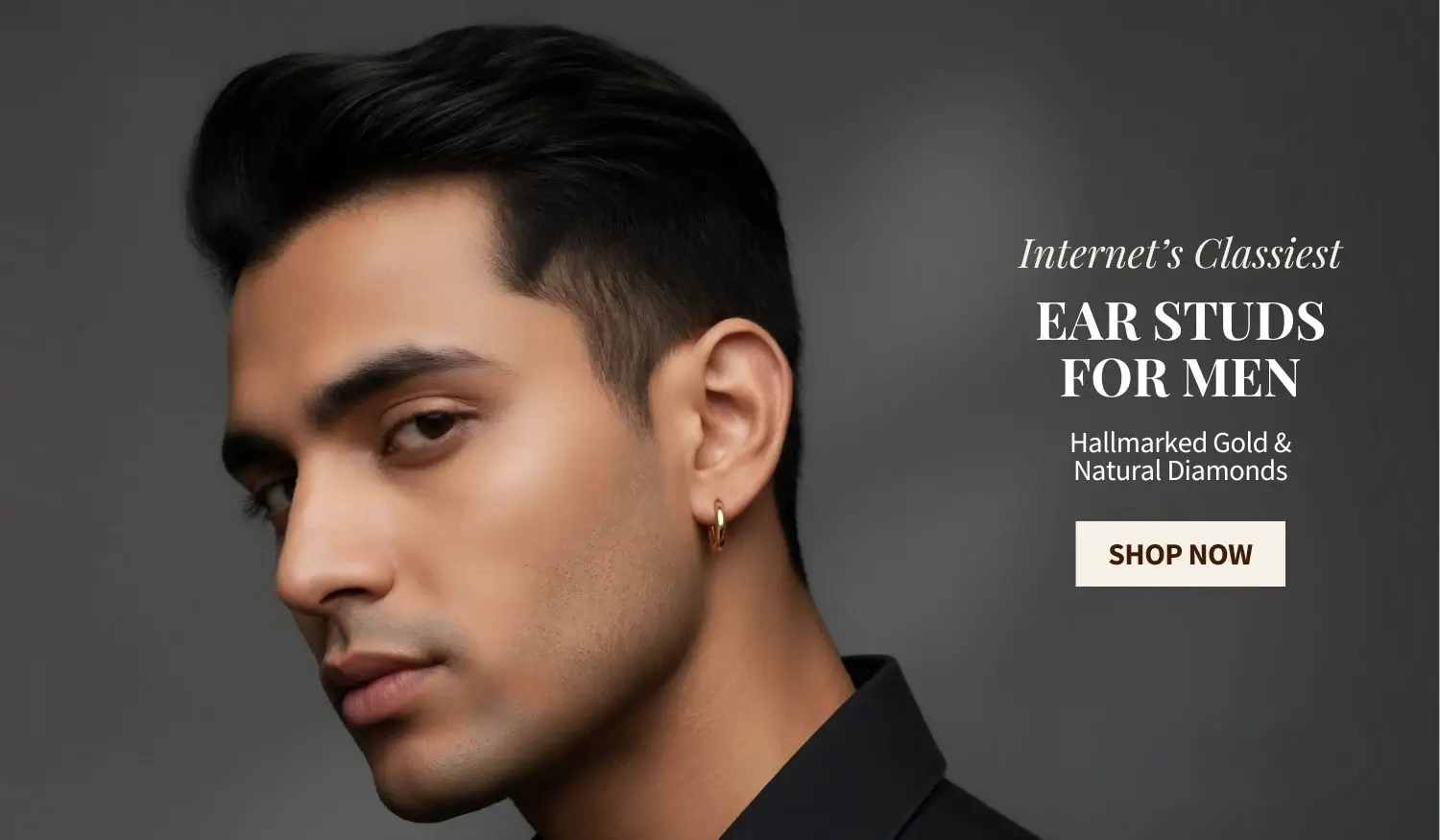 Man wearing gold ear stud